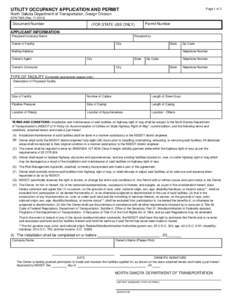 UTILITY OCCUPANCY APPLICATION AND PERMIT  Page 1 of 2 North Dakota Department of Transportation, Design Division SFN[removed]Rev[removed])