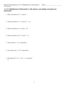 ExamView - A.A.13.MultiplicationofPolynomials2.tst
