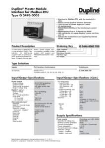 Du line  Dupline® Master Module Interface for Modbus-RTU Type G