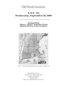 Old World Auctions SALE 112 Wednesday, September 28, 2005