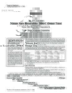 Prospectus Supplement (To Prospectus Dated July 24, 2006) $1,077,839,000  Nissan Auto Receivables 2006-C Owner Trust