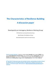 The Characteristics and Principles of Resilience Building