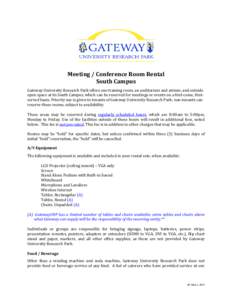 Microsoft Word - GatewayURP - Meeting Room Rental Rates and Policies (South Campus) - May 1, 2012