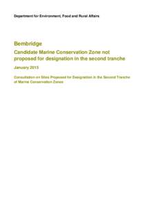 Department for Environment, Food and Rural Affairs  Bembridge Candidate Marine Conservation Zone not proposed for designation in the second tranche January 2015