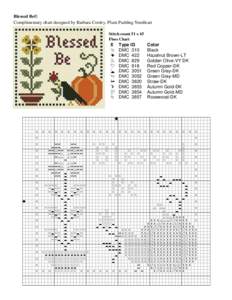 Blessed Be© Complimentary chart designed by Barbara Cooley, Plum Pudding Needleart Stitch count 51 x 45 Floss Chart  X