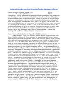 Southern Campaign American Revolution Pension Statements & Rosters Pension application of Samuel Bowman R1118 fn21NC Transcribed by Will Graves[removed]Methodology: Spelling, punctuation and/or grammar have been correct