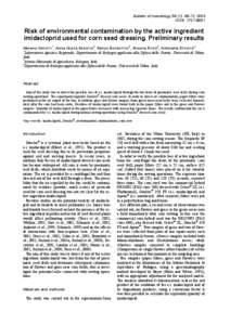 Risk of environmental contamination by the active ingredient imidacloprid used for corn seed dressing. Preliminary results