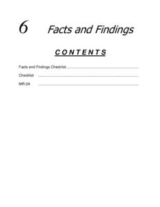 6 CONTENTS Facts and Findings Checklist...................................................................... Checklist  .................................................................................................