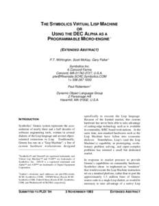 Software engineering / Computer workstations / Functional languages / Symbolics / Lisp machine / Genera / Lisp / Interpreter / CPU cache / Computing / Lisp programming language / Computer programming