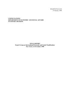 Business / Science / Voorburg group / Industry classification / North American Industry Classification System / United Nations Economic and Social Council / Product classification / Central Product Classification / United Nations Statistical Commission / Statistics / United Nations Secretariat / International Standard Industrial Classification