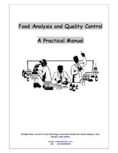 Food Analysis and Quality Control A Practical Manual      