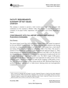 Methow Valley State Airport Airport Layout Plan Report FACILITY REQUIREMENTS SUMMARY OF KEY ISSUES OVERVIEW