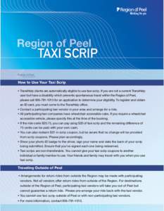 Region of Peel  TAXI SCRIP Region of Peel