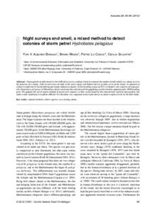 Avocetta 36: Night surveys and smell, a mixed method to detect colonies of storm petrel Hydrobates pelagicus Yuri V. Albores-Barajas1, Bruno Massa2, Pietro Lo Cascio3, Cecilia Soldatini1 Dept. of Environmen