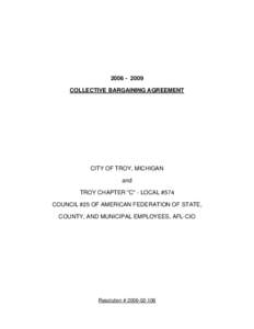 [removed]COLLECTIVE BARGAINING AGREEMENT CITY OF TROY, MICHIGAN and TROY CHAPTER 