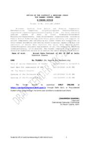 OFFICE OF THE DISTRICT & SESSIONS JUDGE: TIS HAZARI COURTS: DELHI E-TENDER NOTICE Tender ID No. 2014_DDC_66469 E-tender invited from Active and Passive Components Manufacturing