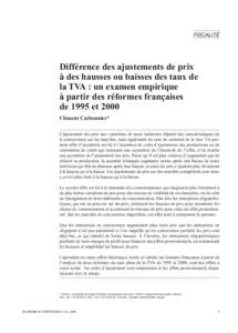 FISCALITÉ  Différence des ajustements de prix à des hausses ou baisses des taux de la TVA : un examen empirique à partir des réformes françaises