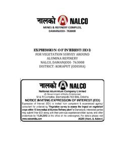 MINES & REFINERY COMPLEX, DAMANJODI[removed]EXPRESSION OF INTEREST (EOI) FOR VEGETATION SURVEY AROUND ALUMINA REFINERY