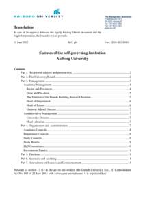 The Management Secretariat Fredrik Bajers Vej 5 DK-9220 Aalborg Ø Tel. +[removed]Fax +[removed]www.aau.dk