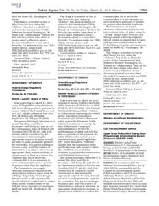 Federal Register / Vol. 78, No[removed]Friday, March 22, [removed]Notices 888 First Street NE., Washington, DC[removed]This filing is accessible on-line at http://www.ferc.gov, using the ‘‘eLibrary’’ link and is avail