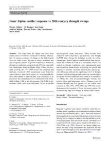 Eur J Forest Res[removed]:289–298 DOI[removed]s10342[removed]x ORIGINAL PAPER  Inner Alpine conifer response to 20th century drought swings