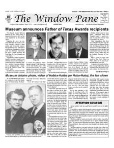 AUGUST 12, 2003 THE BULLETIN Page 5  AUGUST ~ THE WINDOW PANE PULLOUT SECTION ~ PAGE 1 The Window Pane