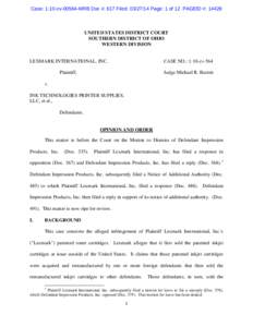 Case: 1:10-cvMRB Doc #: 617 Filed: Page: 1 of 12 PAGEID #: UNITED STATES DISTRICT COURT SOUTHERN DISTRICT OF OHIO WESTERN DIVISION