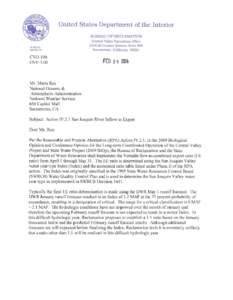 San Joaquin River Inflow to Export Ratio Letter (Action IV.2.1) Letter[removed]