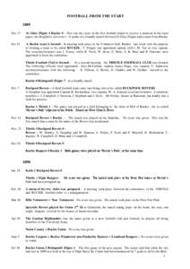 FOOTBALL FROM THE START 1889 Oct. 17 St Giles (Elgin) 4 Buckie 0 - This was the score in the first football match to receive a mention in the local paper, the Banffshire Advertiser. It spoke of a friendly match between S