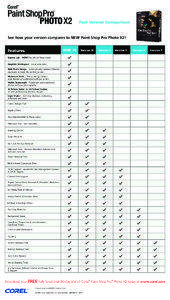 Past Version Comparison  See how your version compares to NEW Paint Shop Pro Photo X2!