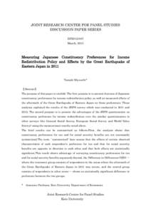 JOINT RESEARCH CENTER FOR PANEL STUDIES DISCUSSION PAPER SERIES DP2012-007 March, 2013  Measuring Japanese Constituency Preferences for Income