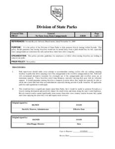 Division of State Parks General Title #00-23 General No Turn Away from Campgrounds