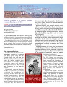 The Legend of . . .  “The Lady in Blue” (The Blue Nun) Originally published in El Defensor Chieftain newspaper, Saturday, June 2, 2012.