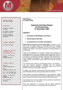 Microsoft Word[removed]MNM ASX Release - Quarterly Activities.doc
