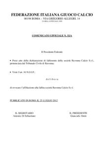 Microsoft Word[removed]Revoca Ravenna Calcio srl - luglio 2012.doc