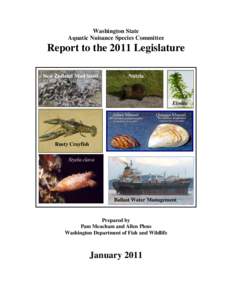 Washington State Aquatic Nuisance Species Committee Report to the 2011 Legislature New Zealand Mud Snail