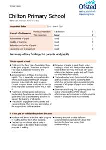 School report  Chilton Primary School Chilton Lane, Ramsgate, Kent, CT11 0LQ  Inspection dates