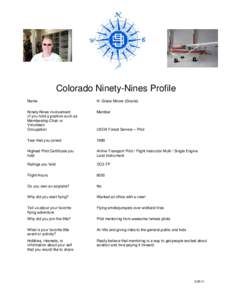 Colorado Ninety-Nines Profile Name H. Grace Moore (Gracie)  Ninety-Nines involvement
