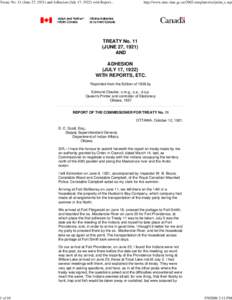 Treaty No. 11 (June 27, 1921) and Adhesion (July 17, 1922) wi...