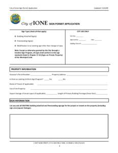 City of Ione Sign Permit Application  Updated: [removed]City of IONE