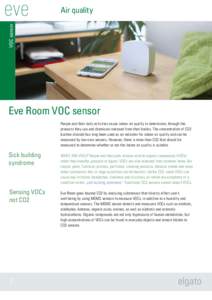 VOC sensor  Air quality Eve Room VOC sensor People and their daily activities cause indoor air quality to deteriorate, through the