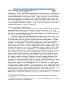 Southern Campaign American Revolution Pension Statements & Rosters Pension application of Abner Lasater (Lassiter) S7134 fn16NC 1 Transcribed by Will Graves[removed]Methodology: Spelling, punctuation and/or grammar have 