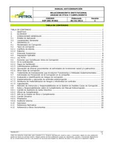 MANUAL ANTICORRUPCIÓN RELACIONAMIENTO INSTITUCIONAL UNIDAD DE ÉTICA Y CUMPLIMIENTO CODIGO ECP-UEC-M-002