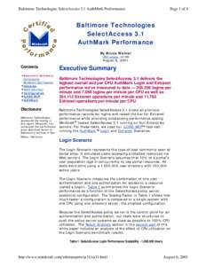 Baltimore Technologies SelectAccess 3.1 AuthMark Performance  Page 1 of 4 Baltimore Technologies SelectAccess 3.1