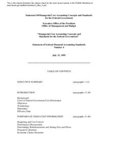 This is the original Standard file; please check for the most recent update in the FASAB Handbook at www.fasab.gov/pdffiles/handbook_sffas_4.pdf. Statement #4/Managerial Cost Accounting Concepts and Standards for the Fed