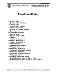 Project Lean Recipes v Broccoli Salad v Broccoli Salad - Modified v Chicken Luau v Chicken Luau - Modified v Chinese Taro Cakes
