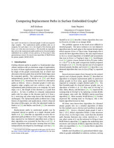 Computing Replacement Paths in Surface Embedded Graphs∗ Jeff Erickson Amir Nayyeri  Department of Computer Science