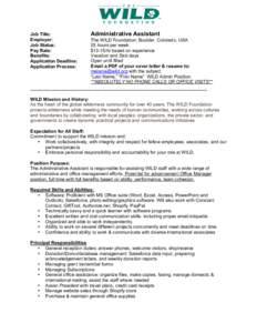 Microsoft Word - WILD Foundation Admin Assistant_Oct2014.doc