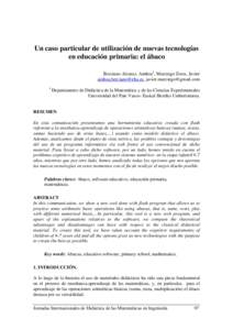 Un caso particular de utilización de nuevas tecnologías en educación primaria: el ábaco Berciano Alcaraz, Ainhoa1, Murciego Zotes, Javier ,  1