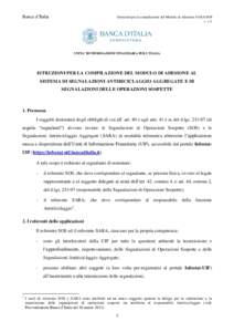 Banca d’Italia  Istruzioni per la compilazione del Modulo di Adesione SARA/SOS vUNITA’ DI INFORMAZIONE FINANZIARIA PER L’ITALIA